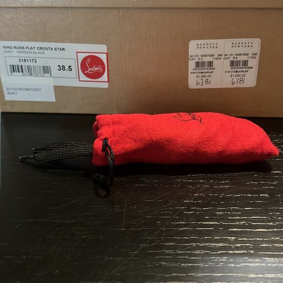CHRISTIAN LOUBOUTIN Crosta Star Who Runs Flat Boots Size 38.5 Black - Picture 5 of 9
